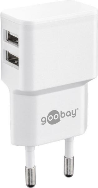 Goobay Napájecí a nabíjecí adaptér 230V na 2x USB,  max.2, 4A,  bílý