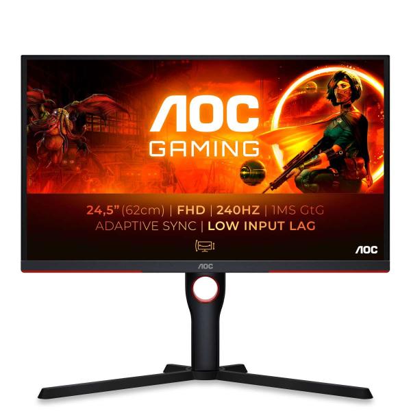 AOC/ 25G3ZM-BK/ 24, 5"/ VA/ FHD/ 240Hz/ 0, 5ms/ Blck-Red/ 3R