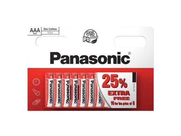 PANASONIC Zinkouhlíkové baterie Red Zinc R03RZ/ 10HH AAA 1, 5V (Blistr 10ks)