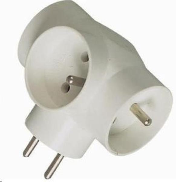 PREMIUMCORD Rozvádzač 230V 10A,  3x okrúhla zásuvka,  biely
