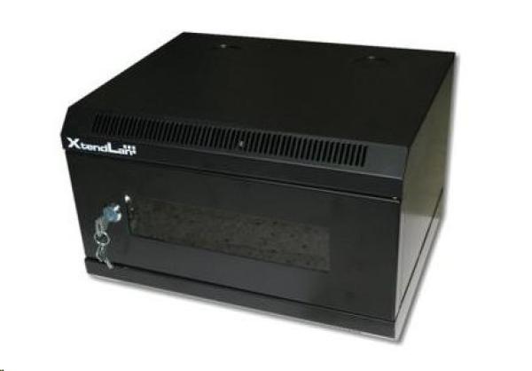 XtendLan 10" nástěnný rozvaděč 4U 350x280,  nosnost 50 kg,  dveře z plexiskla,  svařovaný,  černý