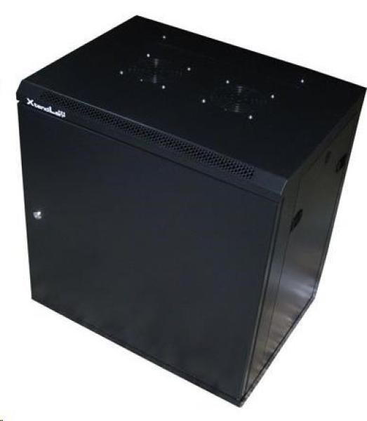 XtendLan 19" nástěnný rozvaděč 12U 600x450,  nosnost 60kg,  plné dveře,  svařený,  proti vykradení, černý
