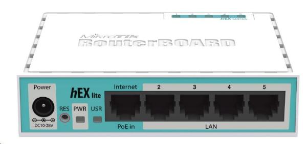 MikroTik RouterBOARD hEX lite,  850MHz CPU,  64MB RAM,  5x LAN,  vrátane. Licencia L41
