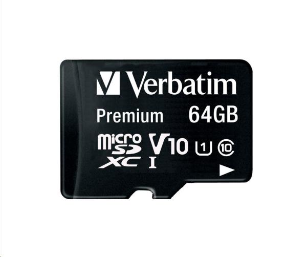 VERBATIM MicroSDXC karta 64GB Premium, U1 + adaptér