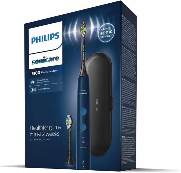 Philips Sonicare 5100 HX6851/ 53 elektrický zubní kartáček,  sonický,  3 režimy,  tlakový senzor,  námořnická modř3