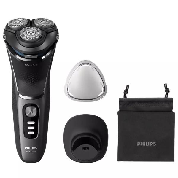 Philips Series 3000 S3343/ 13 zastřihovač vousů,  samoostřicí břity PowerCut,  suché a mokré holení,  černý