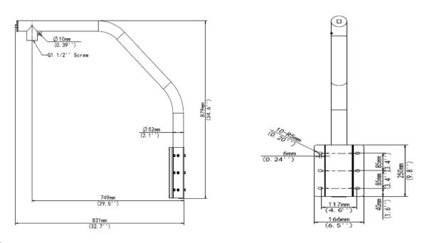 Uniview adaptér na labutí krk/ konzola na montáž kamery na stenu TR-WE45-B-IN1