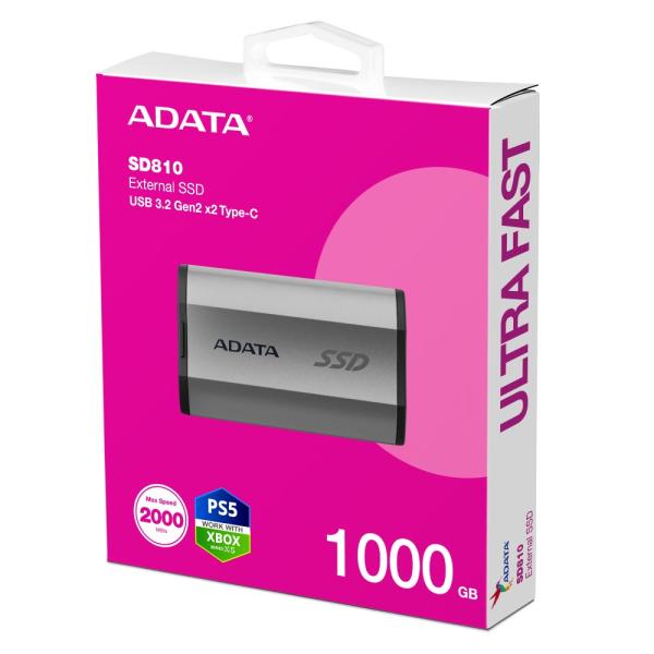 ADATA External SSD 1TB SD810 USB 3.2 USB-C,  Stříbrná6