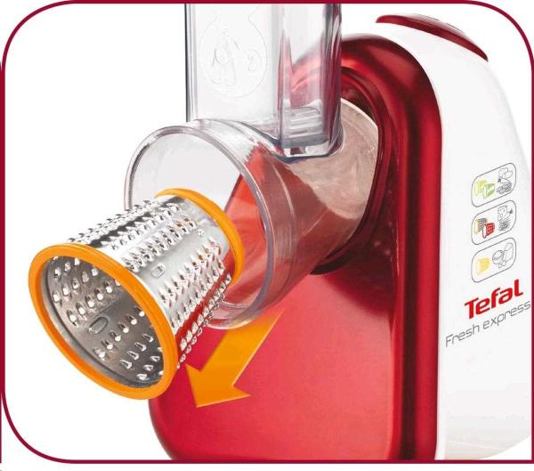 Tefal MB756G31 Fresh Express+ elektrické struhadlo,  200 W,  plnící trubice,  5 strouhacích nástavců4