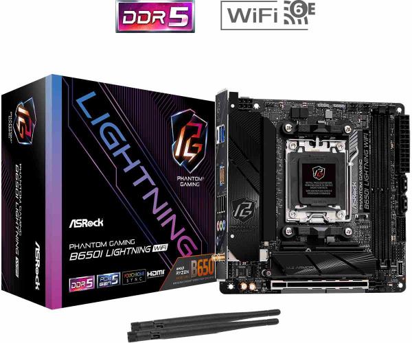 ASRock MB Sc AM5 B650I LIGHTNING WIFI, AMD B650, 2xDDR5, 1xHDMI, Mini-ITX