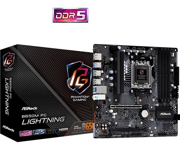 ASRock MB Sc AM5 B650M PG LIGHTNING,  AMD B650,  4xDDR5,  1xDP,  1xHDMI,  mATX