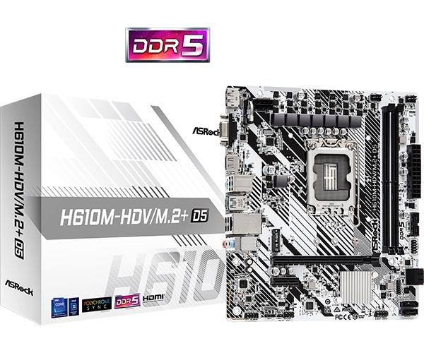 ASRock MB Sc LGA1700 H610M-HDV/ M.2+ D5,  Intel H610,  2xDDR5,  1xDP,  1xHDMI,  1xVGA,  mATX