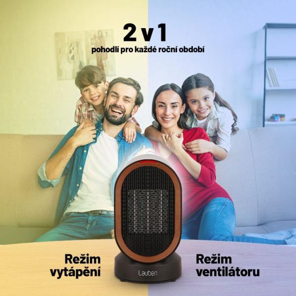 Lauben Desk Fan&Heater 2in1 600BB2