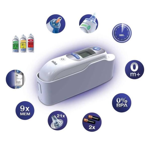 Braun IRT 6520 ThermoScan 7 bezdotykový teploměr, digitální, ušní, paměť na 9 měření4