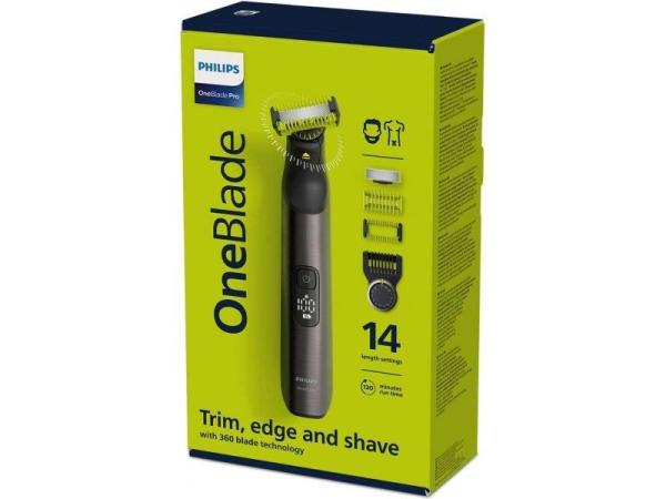Philips OneBlade Pro 360 QP6551/ 17 zastřihovač,  na tělo a obličej,  mokré a suché holení,  protiskluzová rukojeť1