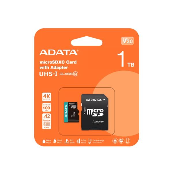 ADATA MicroSDXC karta 1TB Premier Pro UHS-I V30S (R:100/ W:80 MB/ s) + SD adaptér1