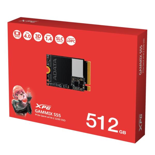 ADATA SSD 512GB XPG GAMMIX S55,  PCIe Gen4x4,  M.2 2230,  (R:5000/  W:3000MB/ s)2