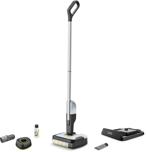 Karcher FC 2-4 Battery Set podlahová myčka,  2v1,  200 ml,  baterie,  LED kontrolka,  černá /  stříbrná