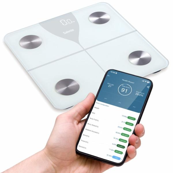 Salente SlimFit, osobná diagnostická fitness váha, Bluetooth, biela1