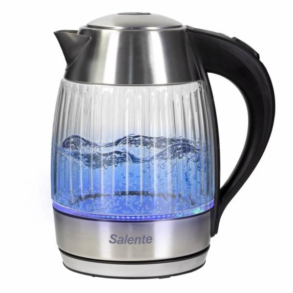 Salente StripeGlass,  rychlovarná konvice 1, 8 l,  nerez/ skleněná,  modré podsvícení