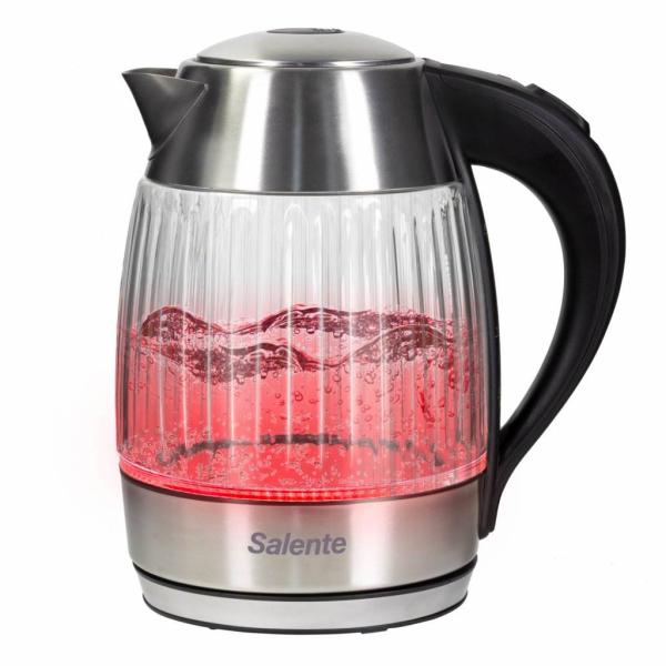 Salente StripeGlass,  rychlovarná konvice 1, 8 l,  nerez/ skleněná,  červené podsvícení