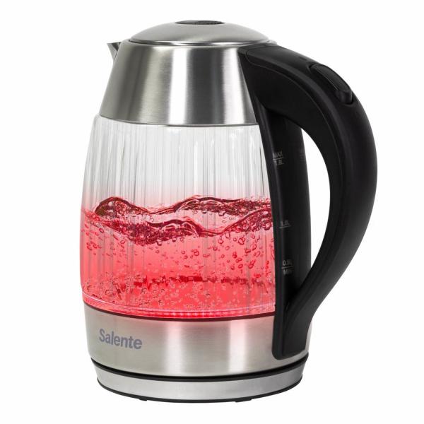 EVOLVEO Salente StripeGlass,  rychlovarná konvice 1, 8 l,  nerez/ skleněná,  červené podsvícení2