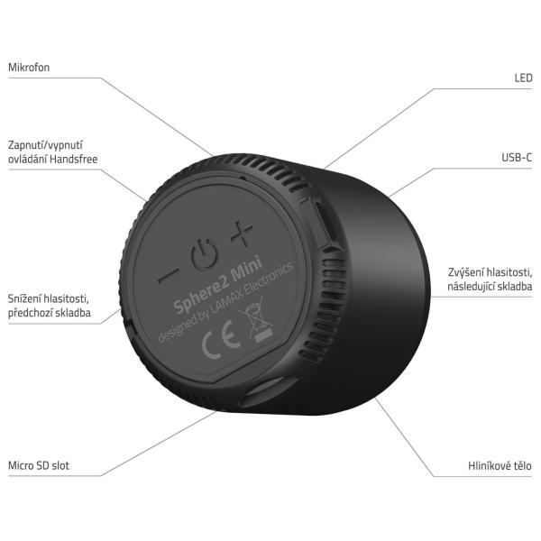 LAMAX Sphere2 Mini Bluetooth reproduktor,  USB-C3