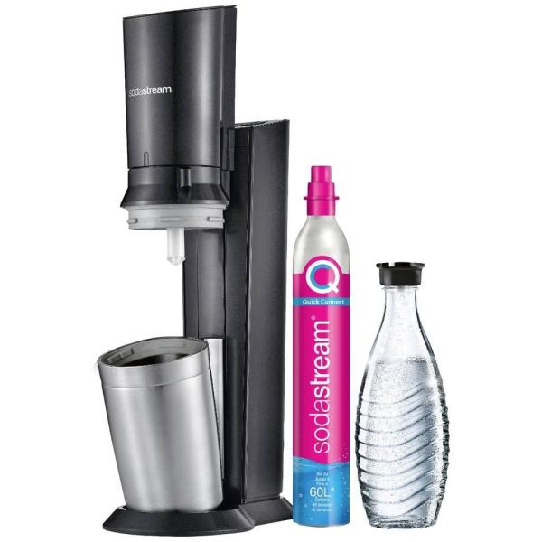 SodaStream Crystal 3.0 výrobník sody,  0, 6l skleněná karafa,  bombička s CO2,  černý