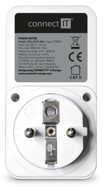 CONNECT IT Digitální měřič PowerMeter,  Měřič spotřeby el. energie,  bílá2