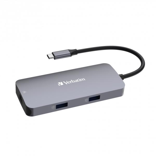 VERBATIM Hub USB-C Pro Multiport 5 Port,  2x USB 3.2,  1x USB-C,  HDMI,  RJ45,  šedá