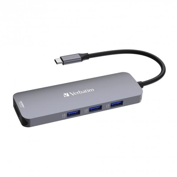 VERBATIM Hub USB-C Pro Multiport 8 Port,  3x USB 3.2,  1x USB-C,  2xHDMI,  microSD/ SD,  šedá2