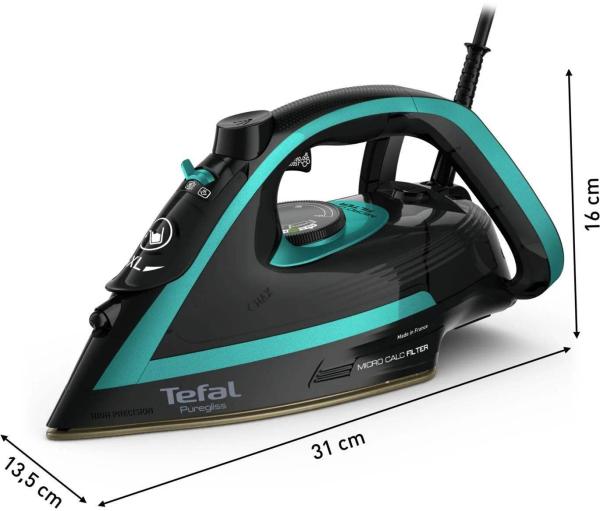 Tefal Puregliss FV8066E0 napařovací žehlička,  3000 W,  anti-drip,  rychlé nahřátí,  tyrkysová /  černá4