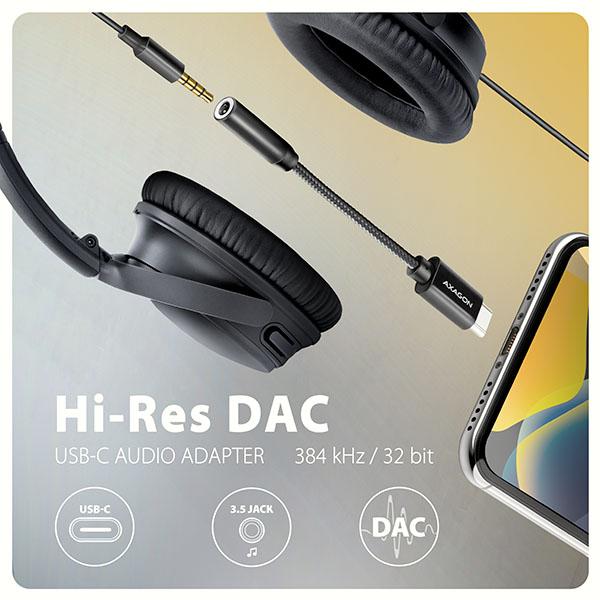 AXAGON ADA-HC, USB-C na 3.5mm jack - Hi-Res DAC audio adaptér, 384kHz/32bit, stereo1