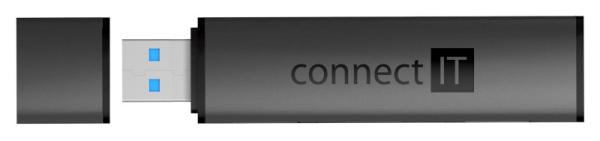 CONNECT IT Hub Compact 4v1,  2xUSB 3.0,  1xSD,  1xMicroSD,  externí,  černá2