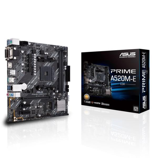 ASUS MB Sc AM4 PRIME A520M-E/ CSM,  AMD A520,  2xDDR4,  1xHDMI,  1xDVI,  1xVGA,  mATX