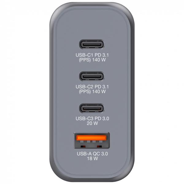 VERBATIM GaN Nabíječka do sítě GNC-140,  140W,  3x USB-C,  1x USB3