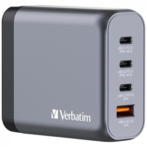 VERBATIM GaN Nabíječka do sítě GNC-140,  140W,  3x USB-C,  1x USB4