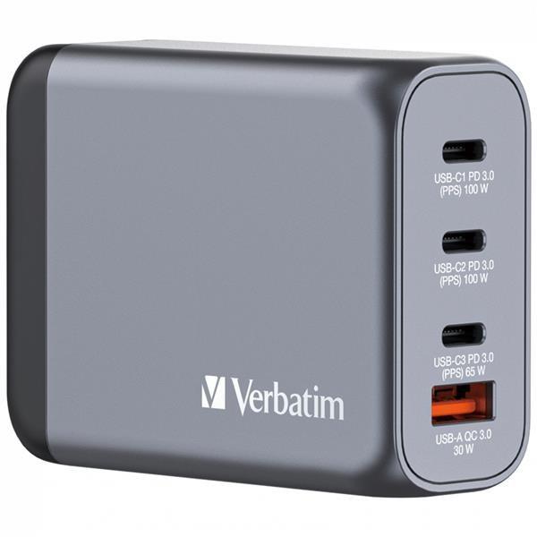 VERBATIM GaN Nabíječka do sítě GNC-100,  100W,  3x USB-C,  1x USB2