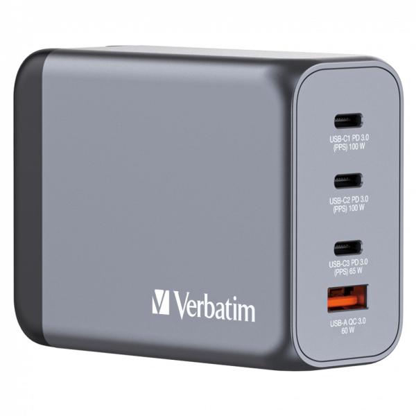 VERBATIM GaN Nabíječka do sítě GNC-200,  200W,  3x USB-C,  1x USB3