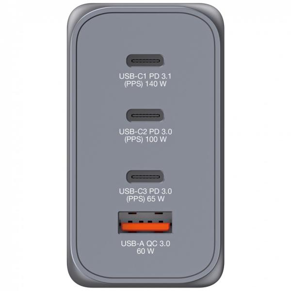 VERBATIM GaN Nabíječka do sítě GNC-240,  240W,  3x USB-C,  1x USB1