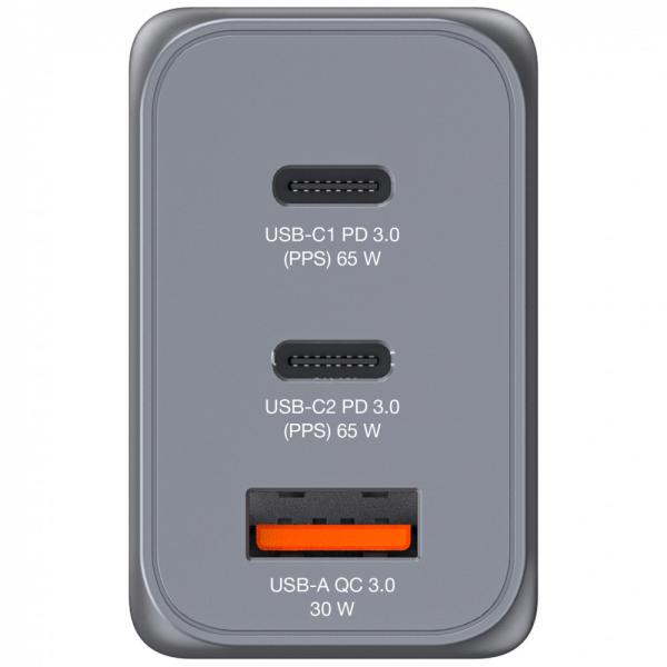 VERBATIM GaN Nabíječka do sítě GNC-65,  65W,  2x USB-C,  1x USB1