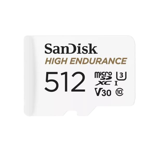 SanDisk MicroSDXC karta 512GB High Endurance (R:100/ W:40 MB/ s, C10, U3, V30) + adaptér