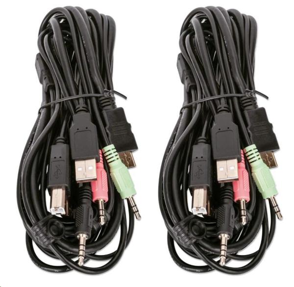 Bazar - Manhattan HDMI přepínač,  2-Port Dual-Monitor HDMI KVM Switch,  4K@30Hz,  černá - Poškozený obal6