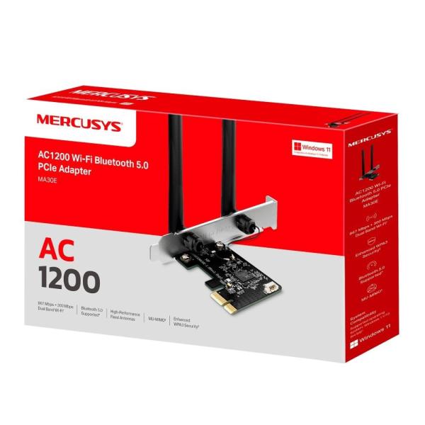 MERCUSYS MA30E WiFi5 PCIe adapter (AC1200, 2, 4GHz/ 5GHz, Bluetooth5.0)2
