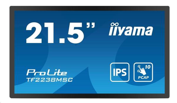 iiyama ProLite TF2234MC-B7X,  54.6 cm (21.5&quot;&quot;),  kapacitná projekcia,  10 TP,  Full HD,  čierna