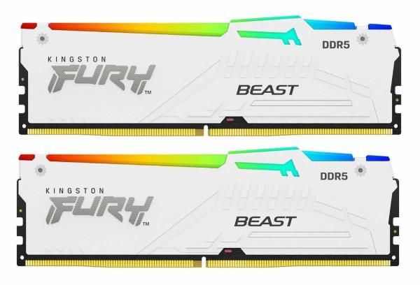Kingston FURY Beast/ DDR5/ 32GB/ 6000MHz/ CL30/ 2x16GB/ RGB/ White