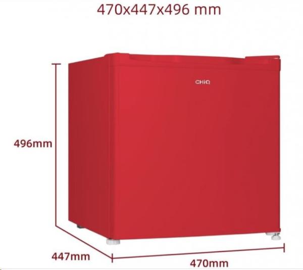 CHiQ CSD46D4RE minibar,  46 litrů,  2 přihrádky,  0 °C až +10 °C,  39 dB,  červený2