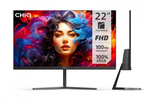 CHiQ 22" UltraSlim monitor 22F650 FHD,  100 Hz,  Frameless,  černý2