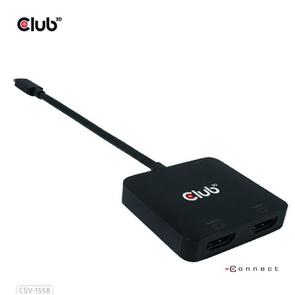 Club3D Video hub MST USB-C na 2xHDMI + USB-C PD 3.0,  4K60Hz5