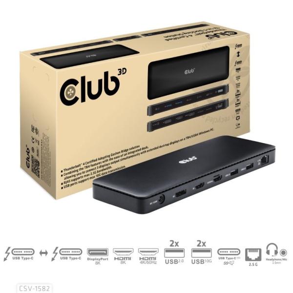 Club3D Dokovací stanice USB-C 12v1,  1xDP,  1xHDMI,  2xUSB-C,  4xUSB,  1xRJ45,  černá
